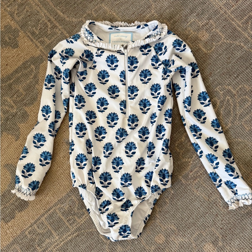 India Amory x Smockingbird Blue Floral One Piece Swimsuit
